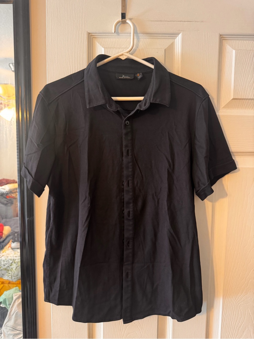 Black Short-Sleeve Button-Up Shirt